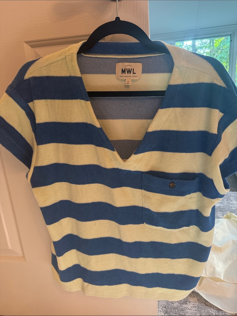 Madewell Blue & Cream Striped Knit Top
